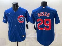 (Logo 2) Chicago Cubs Blue #29 MLB Jersey-0840