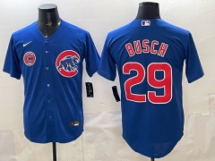 (Logo 4) Chicago Cubs Blue #29 MLB Jersey-0840