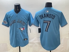 (Logo 6) Toronto Blue Jays Blue #7 Baseball Jersey-0840