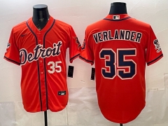(Logo 3) Special Version Detroit Tigers 1st Generation Orange #35 MLB Jersey-0840