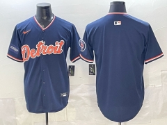 (Logo 1) Detroit Tigers 2nd Generation Blue MLB Jersey-0840