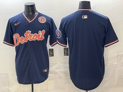 (Logo 3) Detroit Tigers 2nd Generation Blue MLB Jersey-0840