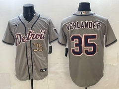 (Logo 4) Detroit Tigers Grey #35 MLB Jersey-0840