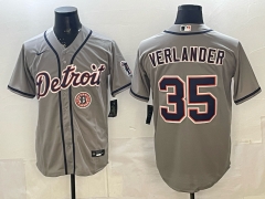 (Logo 9) Detroit Tigers Grey #35 MLB Jersey-0840