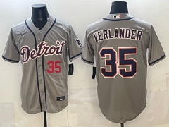 (Logo 2) Detroit Tigers Grey #35 MLB Jersey-0840