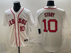 (Logo 3) Boston Red Sox White #10 MLB Jersey-0840
