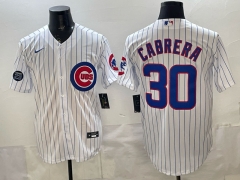(Logo 6) Chicago Cubs White #30 MLB Jersey-0840