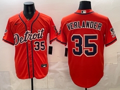 (Logo 5) Special Version Detroit Tigers 1st Generation Orange #35 MLB Jersey-0840
