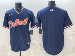 (Logo 2) Detroit Tigers 2nd Generation Blue MLB Jersey-0840