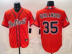 (Logo 1) Special Version Detroit Tigers 1st Generation Orange #35 MLB Jersey-0840