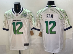Retro Version Seattle Seahawks 5 Generations White #12 NFL Jersey-0840