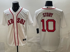 (Logo 1) Boston Red Sox White #10 MLB Jersey-0840