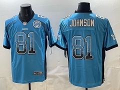 (Logo 2) Drift Version Detroit Lions Blue #81 NFL Jersey-0840