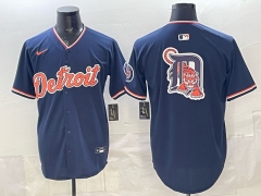 (Logo 4) Detroit Tigers 2nd Generation Blue MLB Jersey-0840