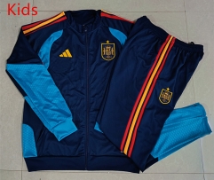 26-27 Spain Royal Blue Kids/Youth Soccer Jacket Uniform-815