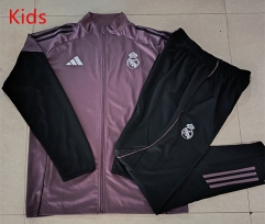 26-27 Real Madrid Grey&Purple Kids/Youth Soccer Jacket Uniform-815