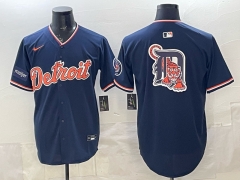 (Logo 6) Detroit Tigers 2nd Generation Blue MLB Jersey-0840