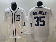 (Logo 1) Detroit Tigers White #35 MLB Jersey-0840