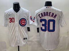(Logo 4) Chicago Cubs White #30 MLB Jersey-0840
