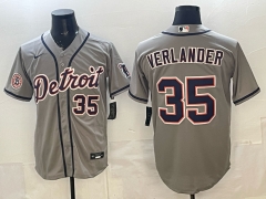(Logo 7) Detroit Tigers Grey #35 MLB Jersey-0840