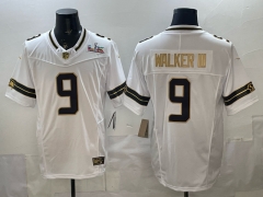 (Logo 3) Retro Version Seattle Seahawks White #9 NFL Jersey-0840