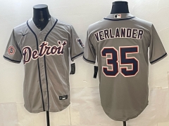 (Logo 8) Detroit Tigers Grey #35 MLB Jersey-0840