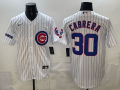 (Logo 5) Chicago Cubs White #30 MLB Jersey-0840
