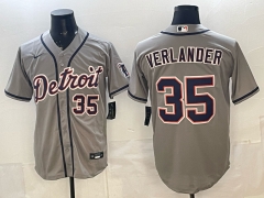 (Logo 5) Detroit Tigers Grey #35 MLB Jersey-0840