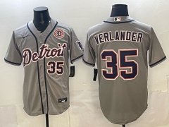 (Logo 6) Detroit Tigers Grey #35 MLB Jersey-0840