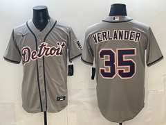 (Logo 1) Detroit Tigers Grey #35 MLB Jersey-0840