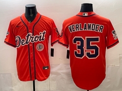 (Logo 6) Special Version Detroit Tigers 1st Generation Orange #35 MLB Jersey-0840