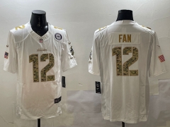 (Logo 1) Seattle Seahawks White #12 NFL Jersey-0840