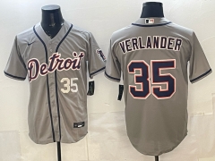 (Logo 3) Detroit Tigers Grey #35 MLB Jersey-0840