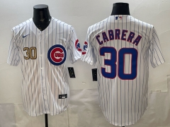 (Logo 3) Chicago Cubs White #30 MLB Jersey-0840