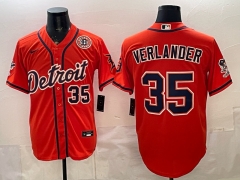 (Logo 4) Special Version Detroit Tigers 1st Generation Orange #35 MLB Jersey-0840