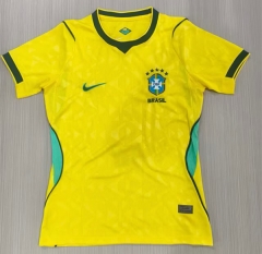 (S-4XL) 26-27 Brazil Home Yellow Thailand Women Soccer Jersey AAA-2483