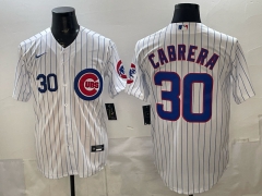 (Logo 2) Chicago Cubs White #30 MLB Jersey-0840
