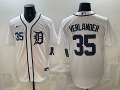 (Logo 2) Detroit Tigers White #35 MLB Jersey-0840