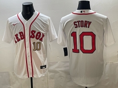 (Logo 5) Boston Red Sox White #10 MLB Jersey-0840