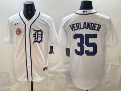 (Logo 5) Detroit Tigers White #35 MLB Jersey-0840