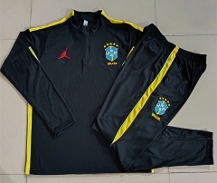 26-27 Jordan Brazil Black Thailand Soccer Tracksuit-815