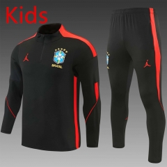 26-27 Jordan Brazil Black Kids/Youth Soccer Tracksuit-2315
