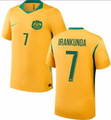 (S-4XL) 26-27 Australia Home Yellow ( IRANKUNDA #7) Thailand Soccer Jersey AAA