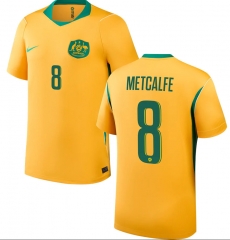 (S-4XL) 26-27 Australia Home Yellow ( METCALFE #8) Thailand Soccer Jersey AAA