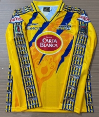 (S-3XL) Retro Version 97-98 Tigres UANL Home Yellow LS Thailand Soccer Jersey AAA-6895
