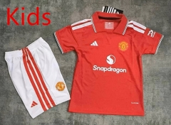 26-27 Manchester United Home Red Kids/Youth Soccer Uniform-2483