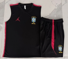 26-27 Brazil Black Thailand Soccer Vest Tracksuit-815