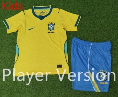 Player Version 26-27 Brazil Home Yellow Kids/Youth Soccer Uniform-9926
