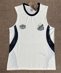 (S-4XL) 26-27 Santos FC White Thailand Soccer Training Vest-6149