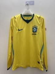 (S-4XL) 26-27 Brazil Home Yellow LS Thailand Soccer Jersey AAA-9268